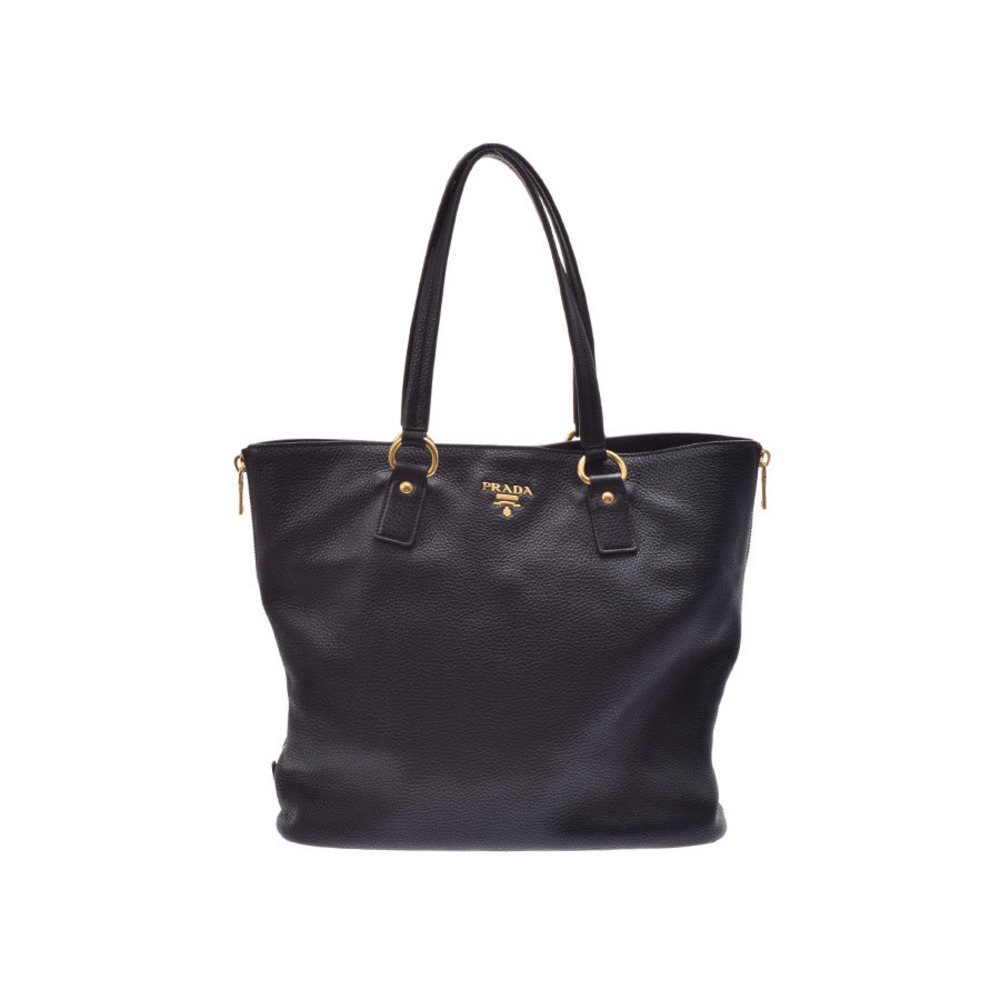 Prada Bag Shopping Vitello Daino Black Leather Tote - Picture 2 of 11